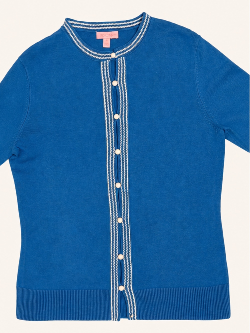 Lilly Pulitzer Bright Blue Button-Front Cardigan with White Trim